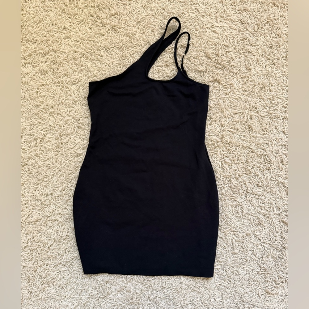 Abercrombie & Fitch Black Asymmetrical One-Shoulder Bodycon Dress